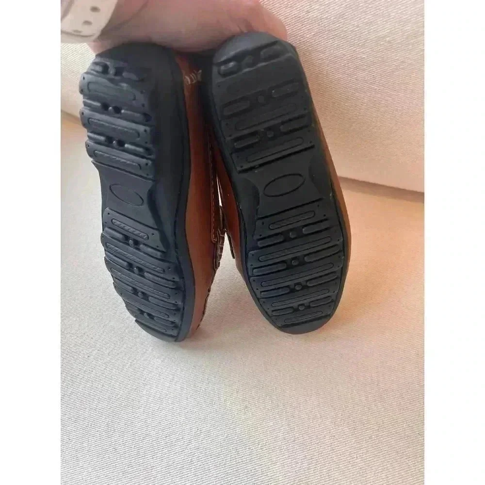 Steve Harvey celebrate addition brown sliver slip round square loafers 9‎